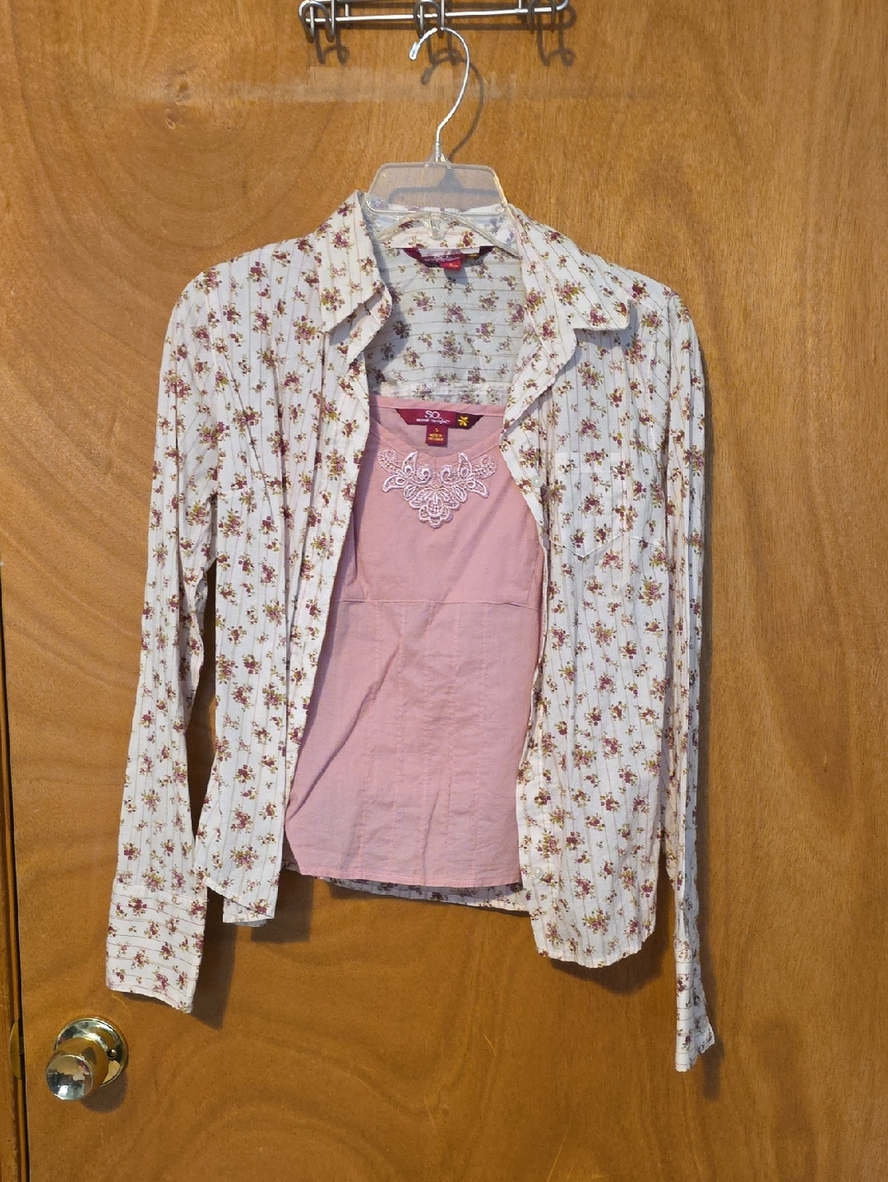 SO Floral Cream and Pink Layered Top